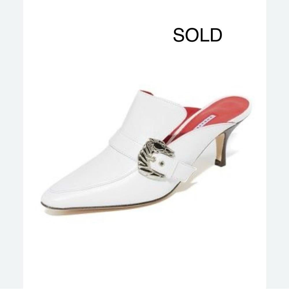 Dorateymur White Leather Cabriolet 75 Mules